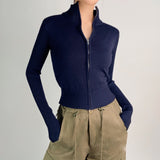 Women Sweater Knitwear Turtleneck Zipper Knitted Cardigan Coat Sweater