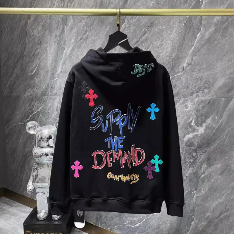 Chh Chrome Hearts Hoodie Color Sanskrit Hand Painted Graffiti Hooded Sweater