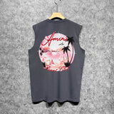 Amiri tank top pink beach print
