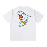 Drew house t shirt d@ew cartoon shark pattern round neck pullover short sleeves