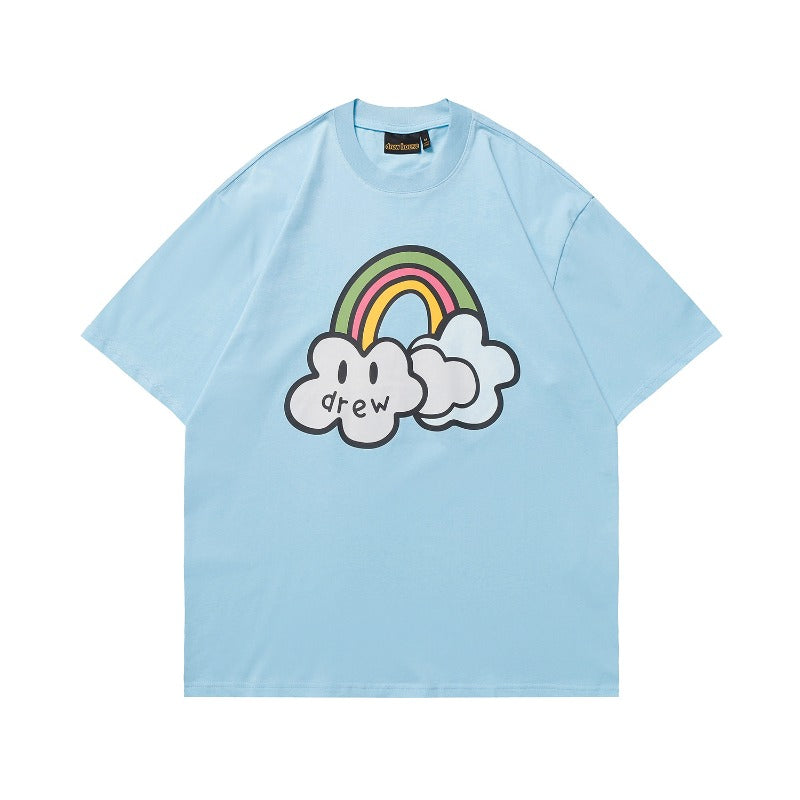 Drew house tshirt r collection d@ew rainbow & cloud cartoon graphic crew neck short sleeve tee
