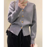 Women Knitted Cardigan Sweater Spring and Autumn V-neck Long Sleeve Top
