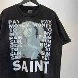 SAINT MICHAEL Vintage T Shirt Direct Spray Washing Water Old Short Sleeve