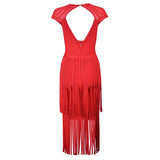 Women's Evening Dress Backless Tassel Dress Sleeveless Bandage Dress