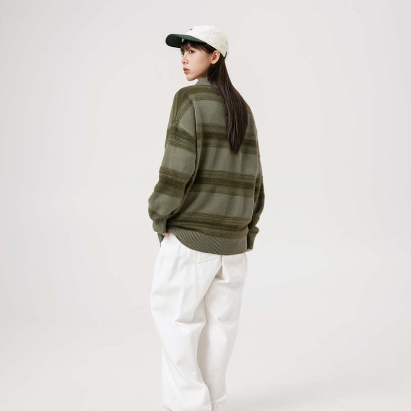 Unisex Sweater Autumn Vintage Dark Striped Sweater