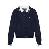 Rl ralph pony polo collar preppy stylecardiganfall and wintertopsknittingfall and wintercouplecasual woolen sweater