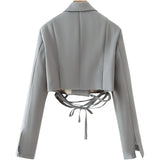 Women Suits Spring and Autumn Suit Sexy Long Sleeve Slim Fit Midriff-Baring Bandage Small Top