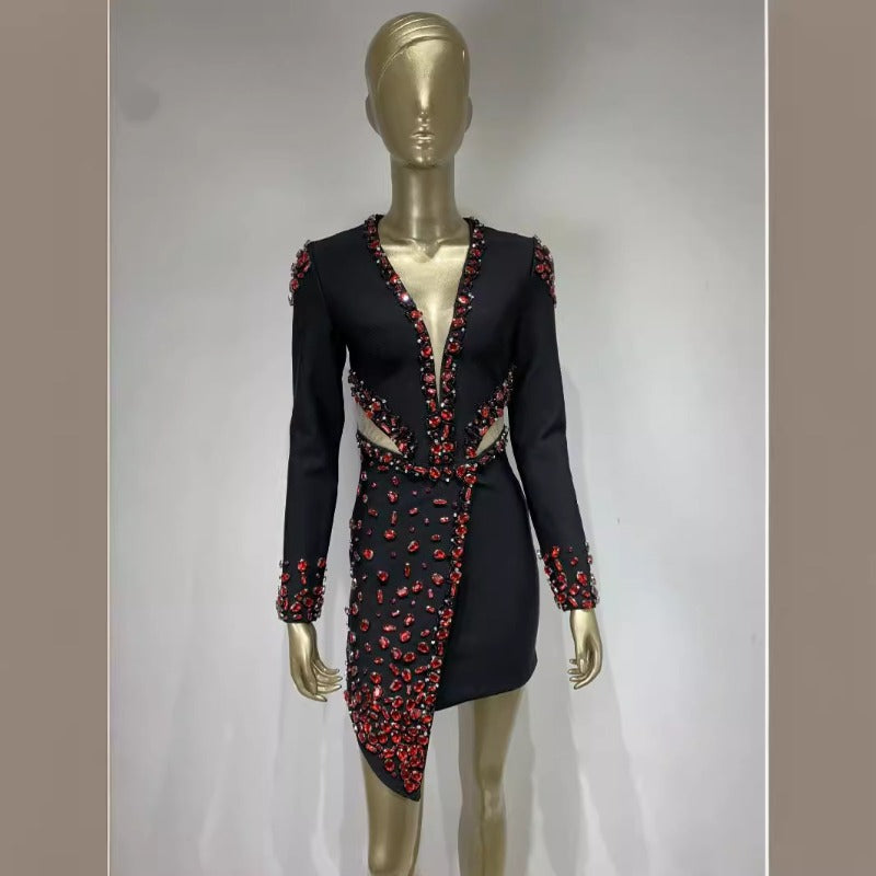 Women Dresses Bandage Long Sleeve Dress Hollow out Party Dress (Ont0408)