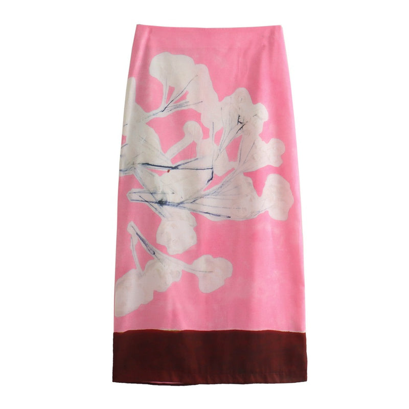 Women Skirt Summer Tube Skirt High Waist Print Long Skirt