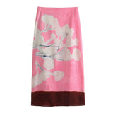 Women Skirt Summer Tube Skirt High Waist Print Long Skirt