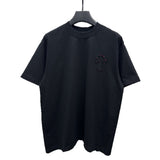 Ch hip-hop t-shirts - double layer appliqué embroidery, short sleeve, relaxed fit, 100% cotton, american heavyweight style