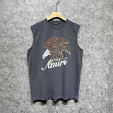 Amiri tank top brown flying eagle print