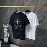 Ch hip-hop t shirts ch hot style sanskrit cross patch embroidery couple style short-sleeved t-shirt heavy industry versatile