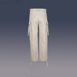 MIJKO Men Vintage Pants MIJKO streamer drawstring multi-pocket overalls trendy straight slacks