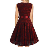 Women Evening Gown Sexy Sleeveless Swing Lace Dress
