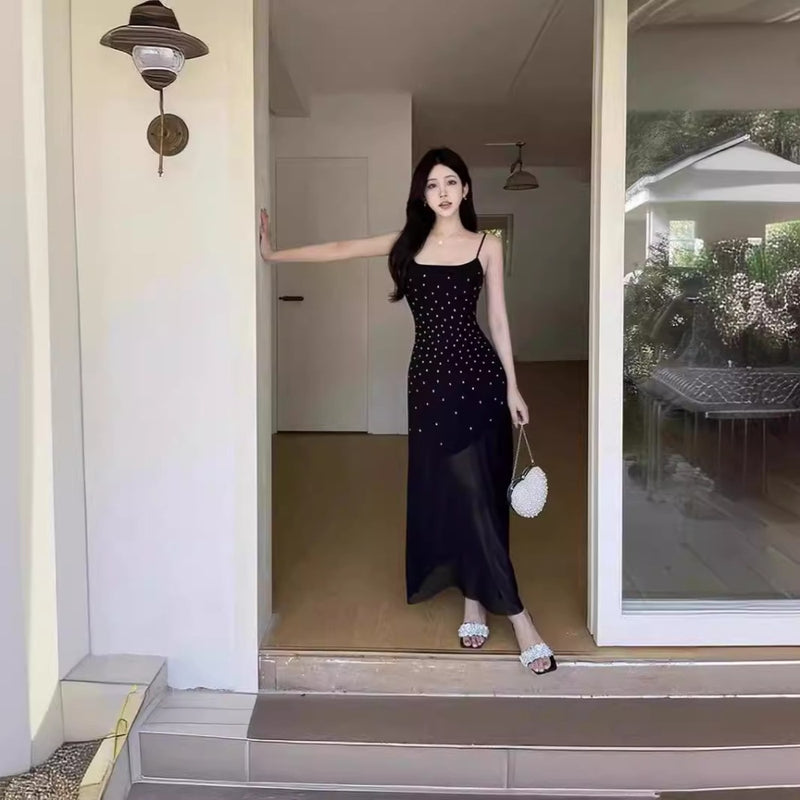 Women Dresses Hot Drilling Sling Dress Spring and Summer Sheath Dress