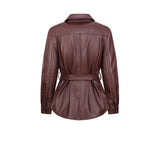 Women Leather Jacket Fall and Winter Lapels Long Sleeve Motorcycle Washed PU Leather Shirt Coat