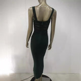 Women Dresses Summer Green Suspenders Long Dress Party Dress (Ont0408)