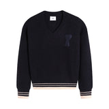 Heavy weight! ami araunriflovetopswool sweater round neck knitting shirt fall and winter couplelong sleeves