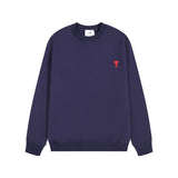 Ami aheoineloveembroideramericancasualtopslooselong sleevescouplesweatshirtround neckfall and winter