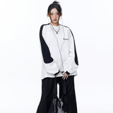 Unisex Hoodie Autumn Simplicity Style Black and White Patchwork Sweater