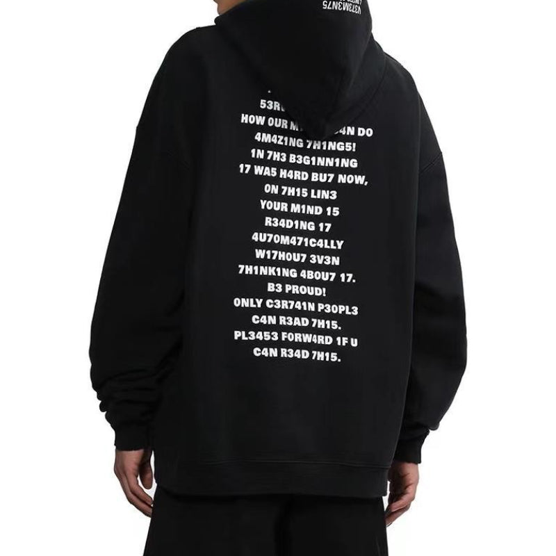 Vetements Hoodie Puff Print Destroyed Loose Zip Coat Hooded Sweater