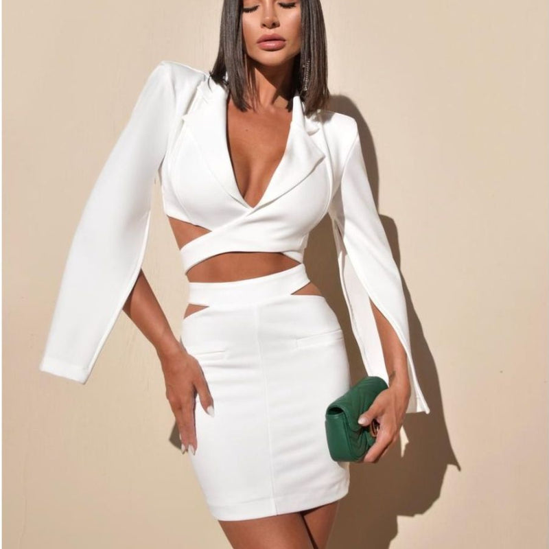 Women Dresses Autumn Sexy Sheath Dress Long Sleeve Suit Skirt (Zns0409)