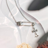 Chrome Hearts Necklace Diamond Cross Pendant Pin