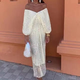 Women Dresses Summer Batwing Sleeve V-neck Long Dress (Xds0414)