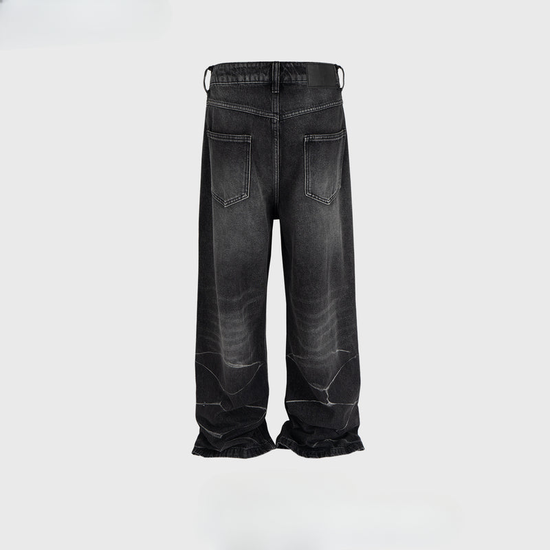 MIJKO Men's Vintage Pants MIJKO Retro Design Wave Jeans Men's and Women's Trousers