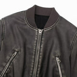Women Leather Jacket Motorcycle Faux Leather Bomber Jacket Top