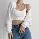 Women Sweater Knitwear Sexy Short Navel Knitted Top High Waist Loose Plush Cardigan Coat