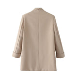 Women's Suits Apricot Blazer Women's Spring and Autumn Casual Suit Top
