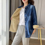 Women Jacket Denim Shirt Autumn Vintage Coat Top