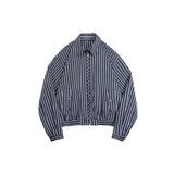 Unisex Jacket Autumn Vintage Stripe Jacket Loose Overalls