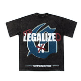 Hip-hop t-shirts: american high street blue sky & white cloud skull print short sleeve tee - relaxed fit, trendy tee