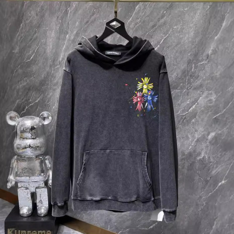 Chh Chrome Hearts Hoodie graffiti colorful hand-painted wash water do old hooded sweater