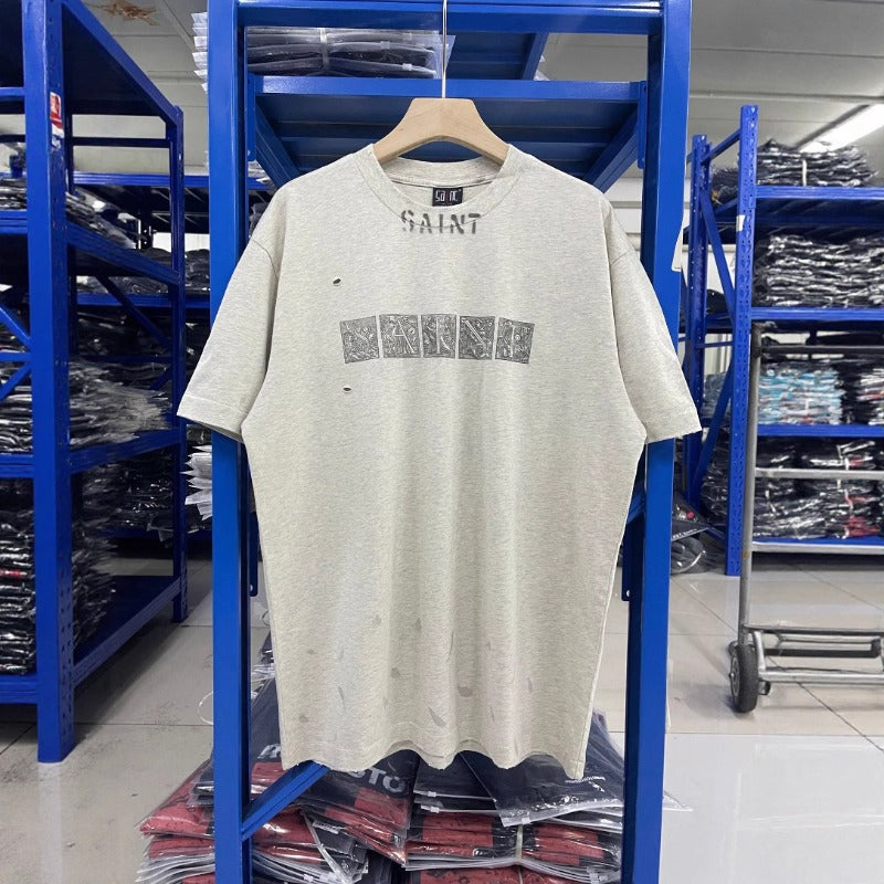 saint m t shirts s.m collaboration graffiti graphic crewneck t-shirt