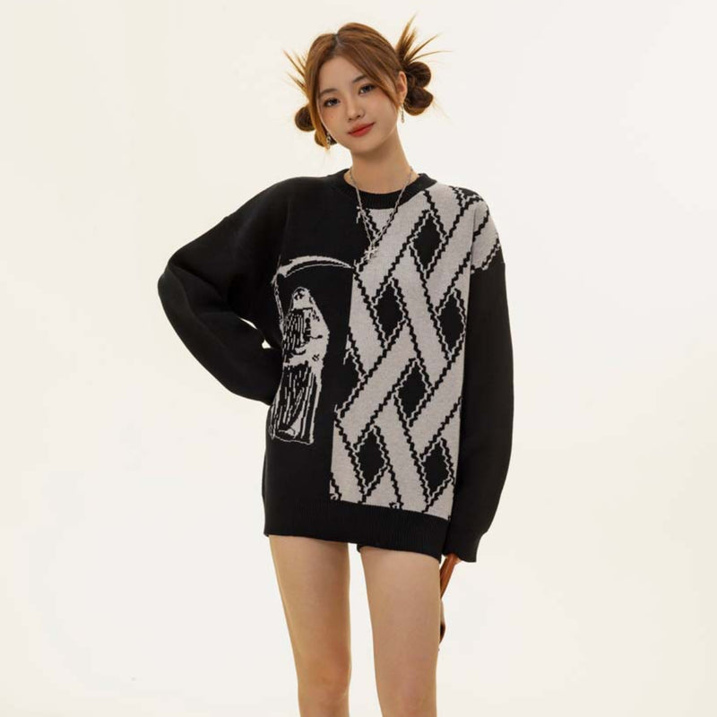 Unisex Sweater Fall Dark Style Brocade Sweater