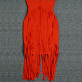 Women's Evening Dress Backless Tassel Dress Sleeveless Bandage Dress