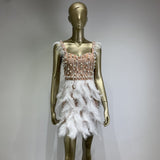 Women Dresses Party Dress Beaded Sequins Feather Hip Skirt (Otn202404)