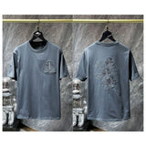 Ch hip-hop t shirts new american ch crow big horseshoe sanskrit short-sleeved heavy industry handmade patch embroider craftsmanship casualcasual