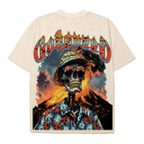 Hip-hop t shirts volcano skull loose washed retro distressed high street casualtrendy short-sleeved t-shirt