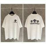 Ch hip-hop t shirts high streetch short sleeve sanskrit logoprintingloosecasualpure cotton american heavy weight short sleeve