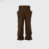 MIJKO Men Vintage Pants MIJKO Straight Pants Detachable Functional Multi-Pocket Wide-Foot Casual Pants