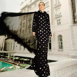 Women Dresses Bandage One-Piece Dress Elegant Long Sleeve Wire Nail Dress Skirt (Otn202404)