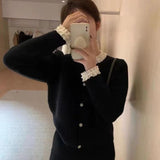 Women Knitwear Autumn and Winter round Neck Sweater Loose Knitted Cardigan