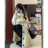 Women Knitted Cardigan V-neck Cardigan Simple Sweater Casual Loose Knitted Coat