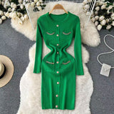 Women Maxi Dress Autumn and Winter Knitting Sheath Dress