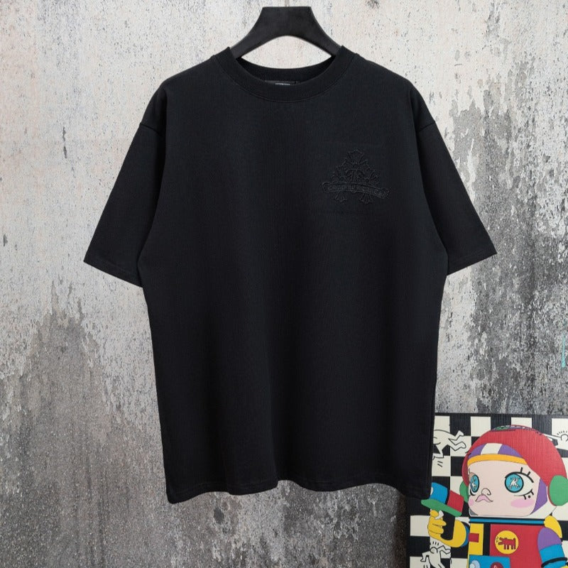 Ch hip-hop t shirts american ch crow cut out cross stereoembroider short-sleeved casualloose round neck casual high street